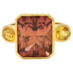 Elizabeth Locke Tourmaline Yellow Sapphire 18 Karat Gold Gemstone Cocktail Ring