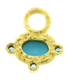Elizabeth Locke Turquoise and Zircon Earring Charms