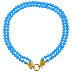 Elizabeth Locke Turquoise Gold Necklace