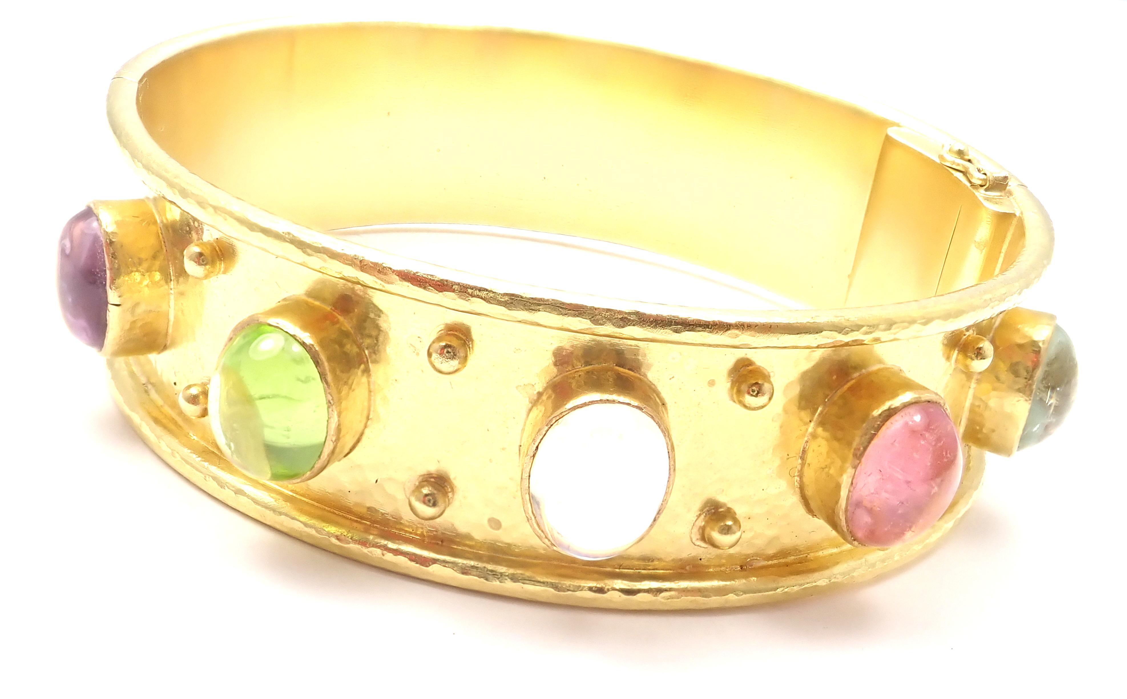 Elizabeth Locke Tutti Frutti Hammered Yellow Gold Bangle Bracelet 3