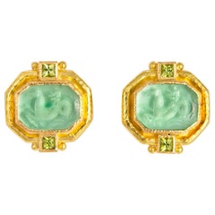 Elizabeth Locke Venetian Glass and Peridot Earrings