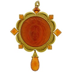 Elizabeth Locke Venetian Glass Cameo Citrine Pendant Brooch