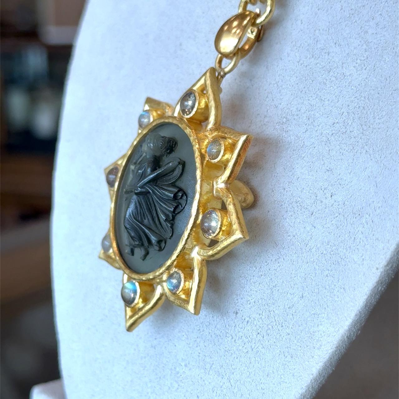 Elizabeth Locke Venetian Glass Goddess Flora 18K Gold Large Pendant For Sale 6