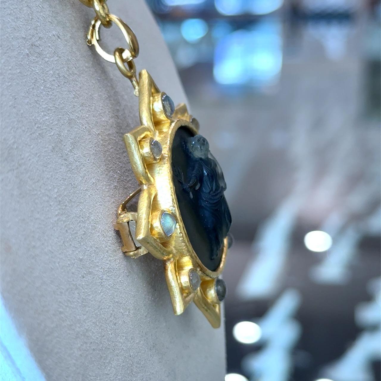 Elizabeth Locke Venetian Glass Goddess Flora 18K Gold Large Pendant For Sale 7