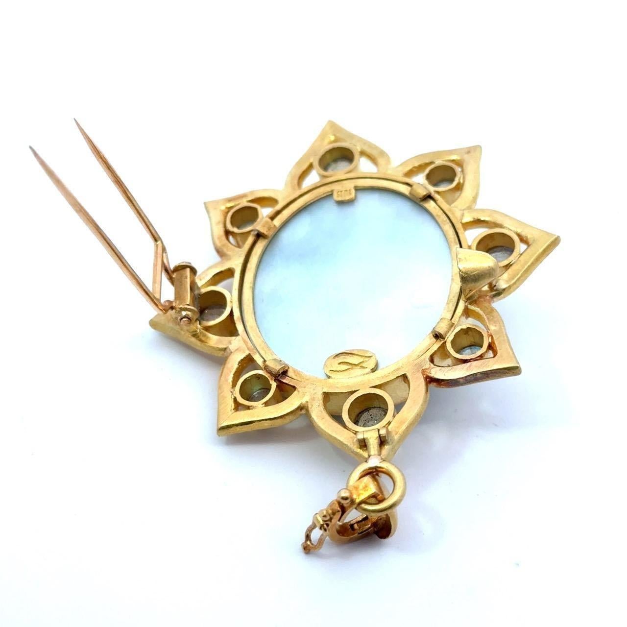 Elizabeth Locke Venetian Glass Goddess Flora 18K Gold Large Pendant For Sale 8