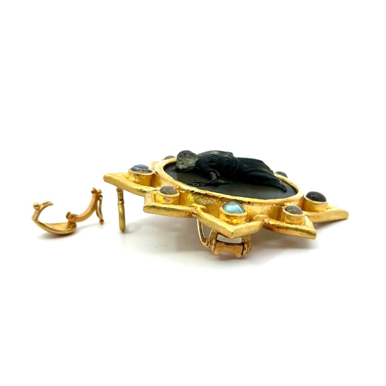 Elizabeth Locke Venetian Glass Goddess Flora 18K Gold Large Pendant For Sale 9