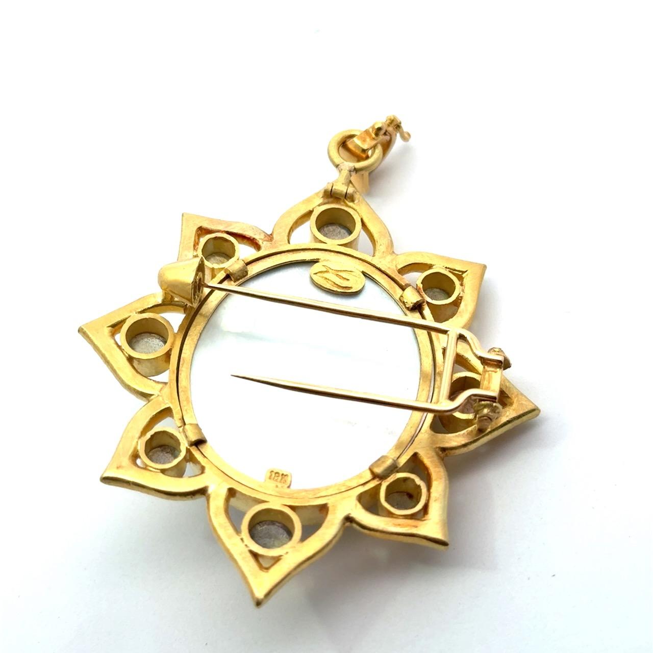 Elizabeth Locke Venetian Glass Goddess Flora 18K Gold Large Pendant For Sale 10