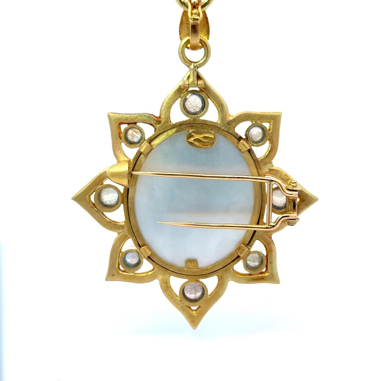 Elizabeth Locke Venetian Glass Goddess Flora 18K Gold Large Pendant For Sale 12