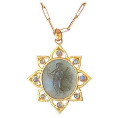 Colgante de cristal veneciano Elizabeth Locke Diosa Flora de oro de 18 quilates de tamaño grande