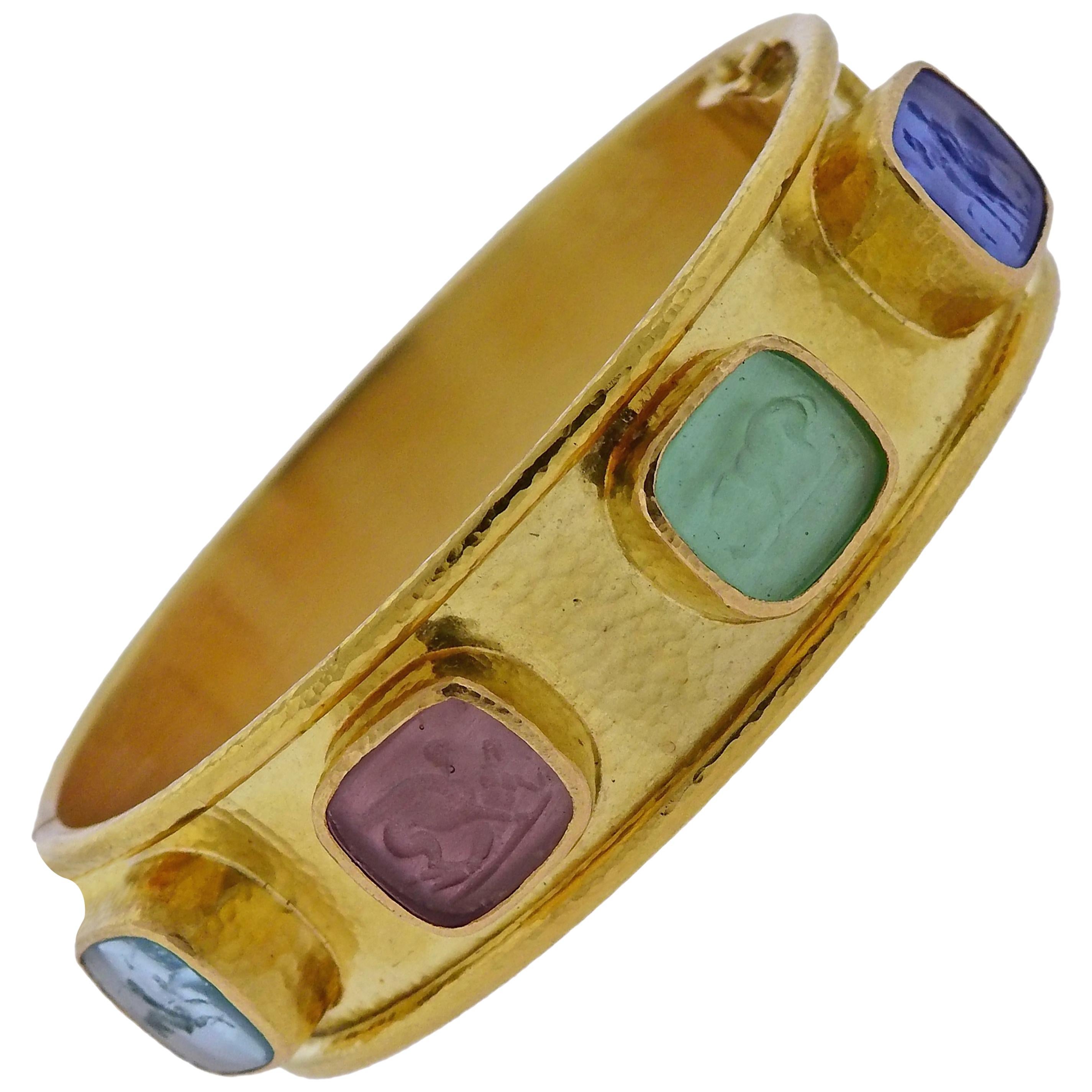 Elizabeth Locke Venetian Glass Intaglio Gold Bracelet