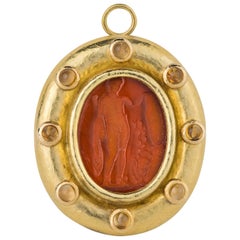 Elizabeth Locke Venetian Glass Intaglio Pendant/Brooch, 18 Karat Gold