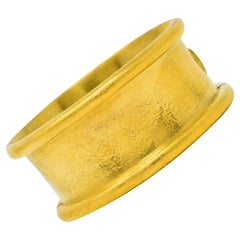 Elizabeth Locke Vintage 18 Karat Yellow Gold Amulet Bangle Bracelet
