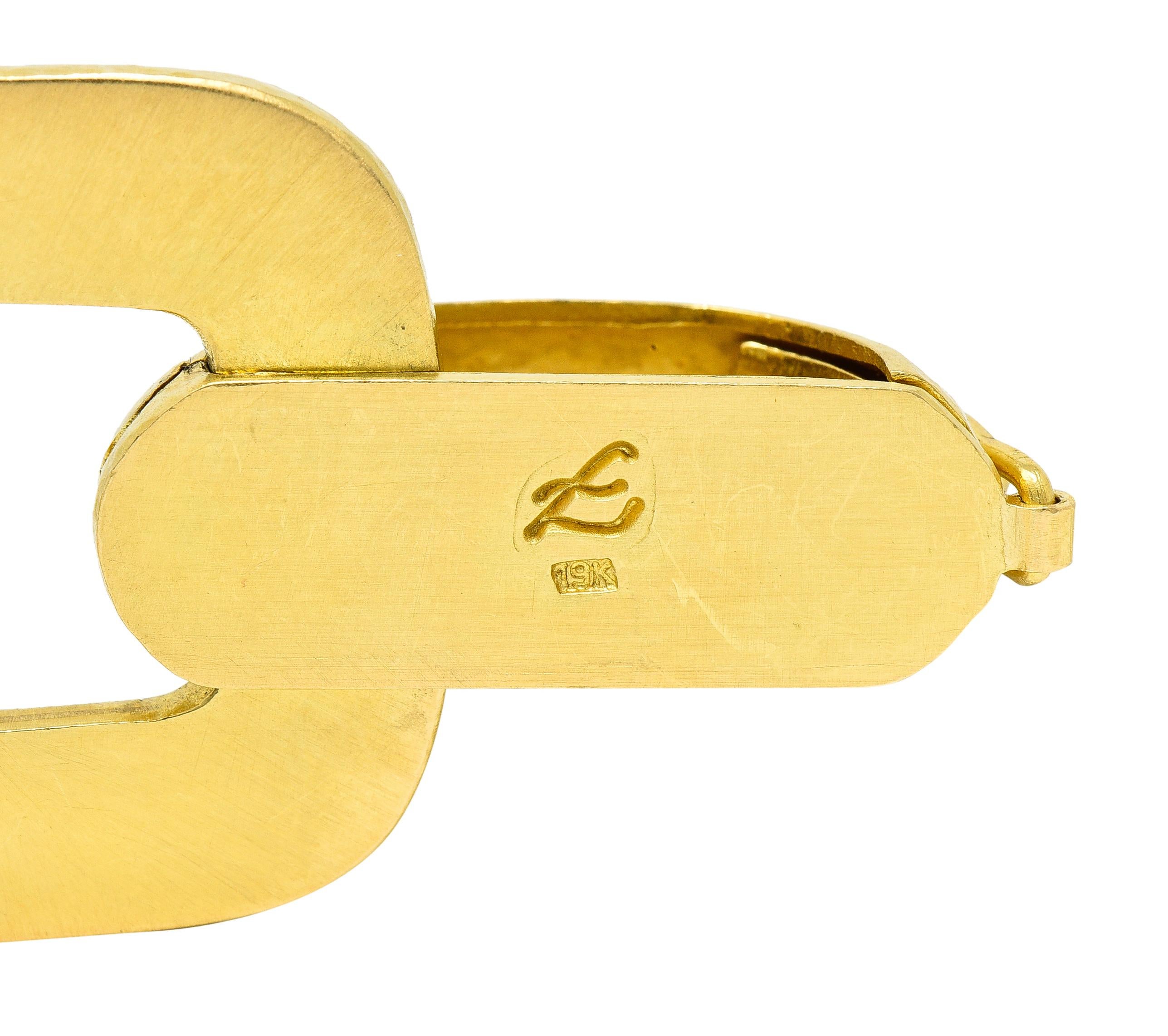 Elizabeth Locke Bracelet vintage Livorno martelé en or jaune 19 carats en vente 1