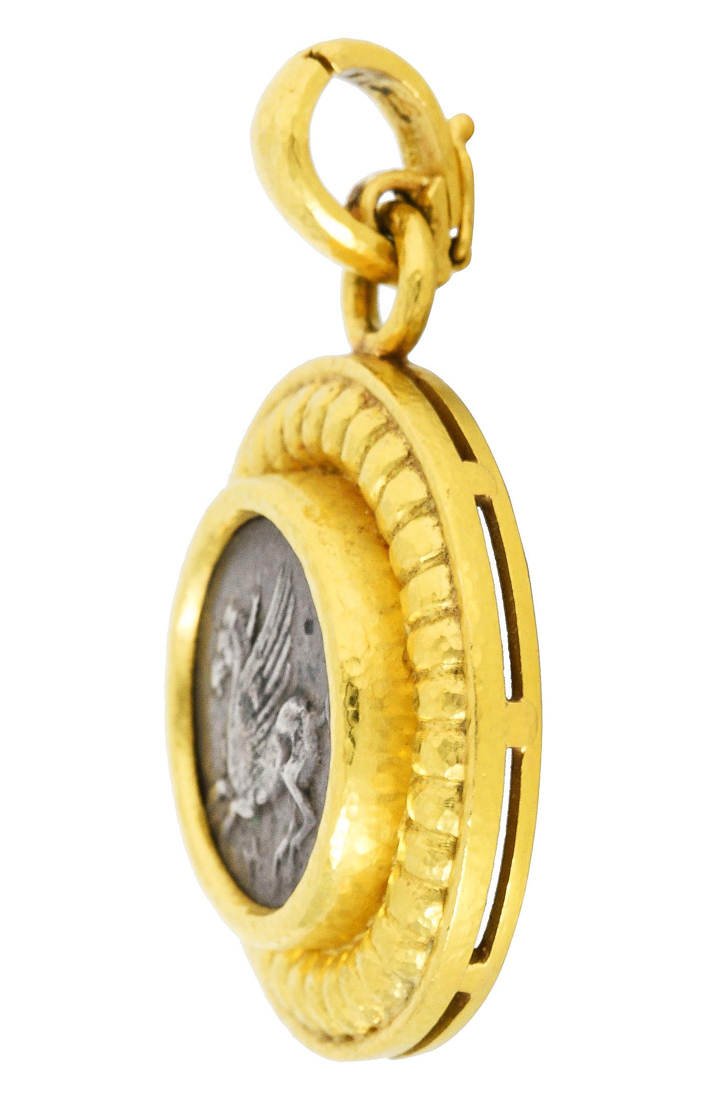 Contemporary Elizabeth Locke Vintage Coin 18 Karat Gold Enhancer Pendant Medallion For Sale