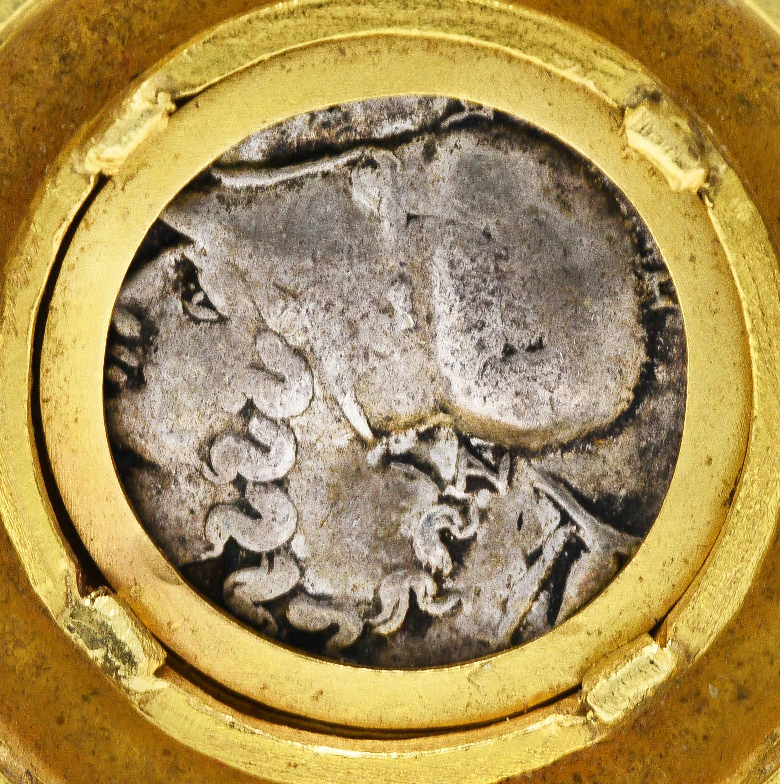 Elizabeth Locke Vintage Coin 18 Karat Gold Enhancer Pendant Medallion In Excellent Condition For Sale In Philadelphia, PA