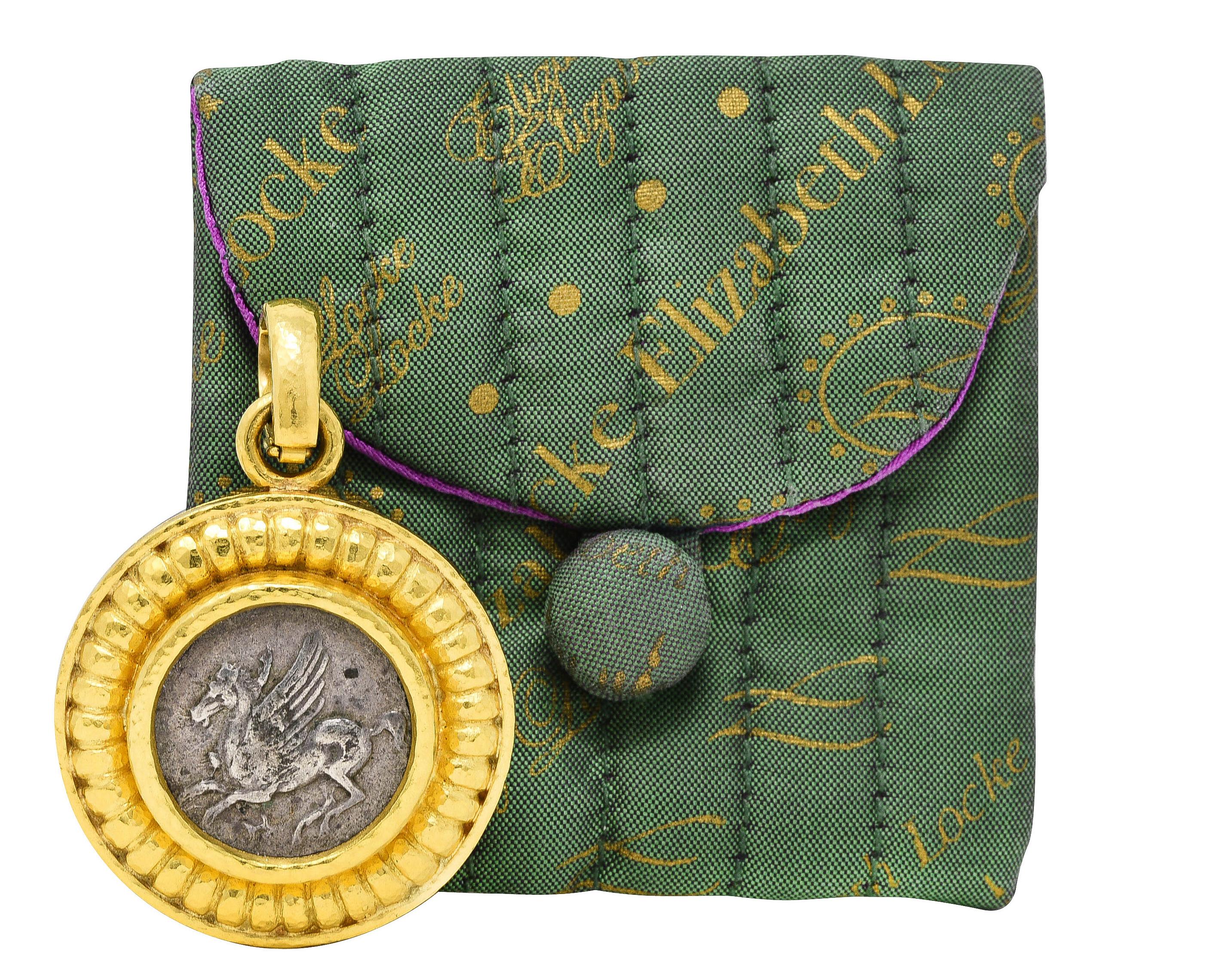 Women's or Men's Elizabeth Locke Vintage Coin 18 Karat Gold Enhancer Pendant Medallion For Sale