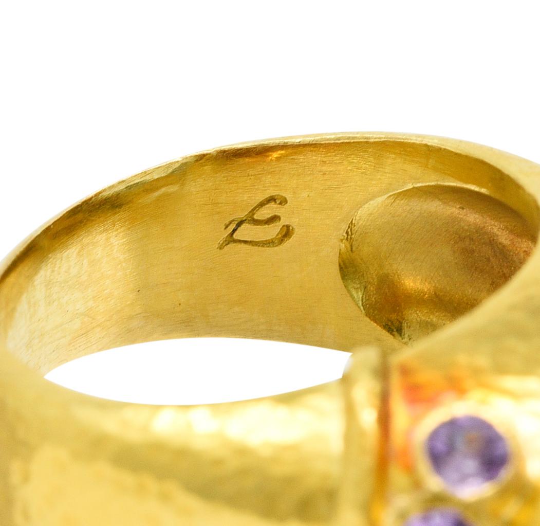 Women's or Men's Elizabeth Locke Vintage Lavender Sapphire Aquamarine 19 Karat Yellow Gold Ring