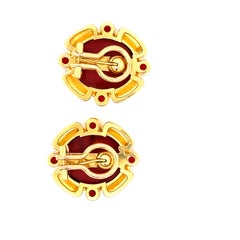 Elizabeth Locke Yellow Gold Carnelian Intagiio Earrings