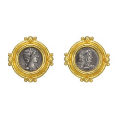 Elizabeth Locke Yellow Gold Silver Coin Earrings