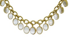 Elizabeth Locke's Exquisite 19k Yellow Gold Moonstones Dangles Necklace