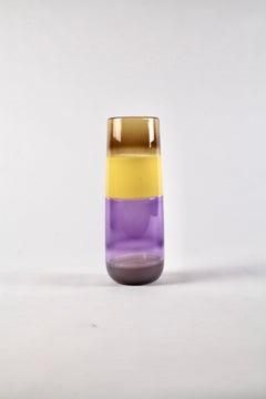 Elizabeth Lyons Colorful Incalmo Striped Cylinder Vase #2