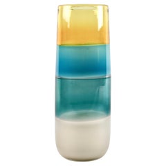 Elizabeth Lyons Colorful Striped Incalmo Cylinder Vase #4