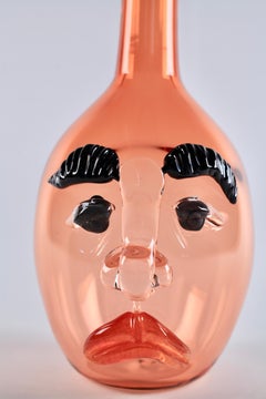 Elizabeth Lyons Hand Blown and Sculpted Glass, Apricot Bottle-Head Vessel