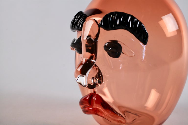 Elizabeth Lyons Hand Blown and Sculpted Glass, Apricot BottleHead