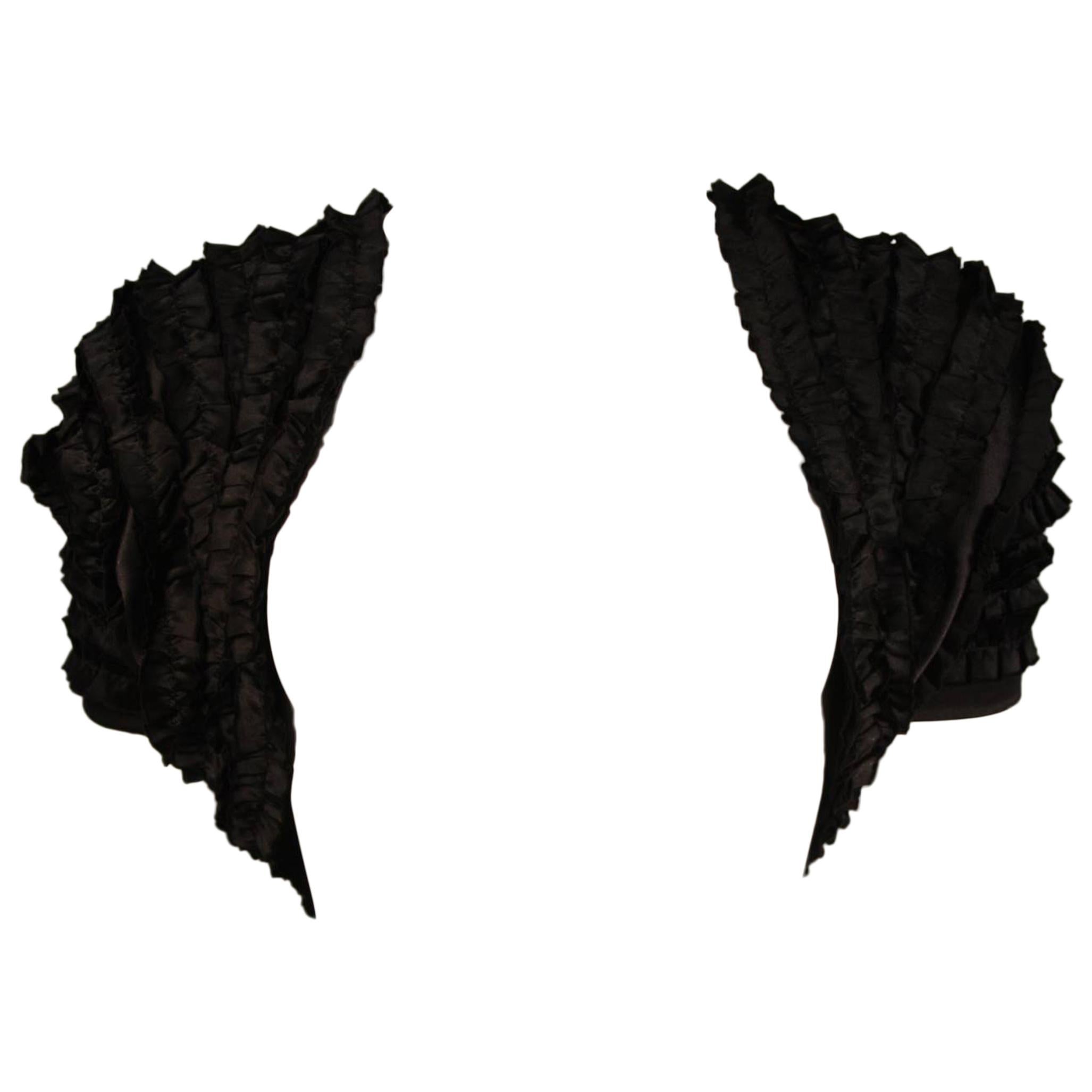 Elizabeth Mason Couture Black Silk Ruffle Bolero