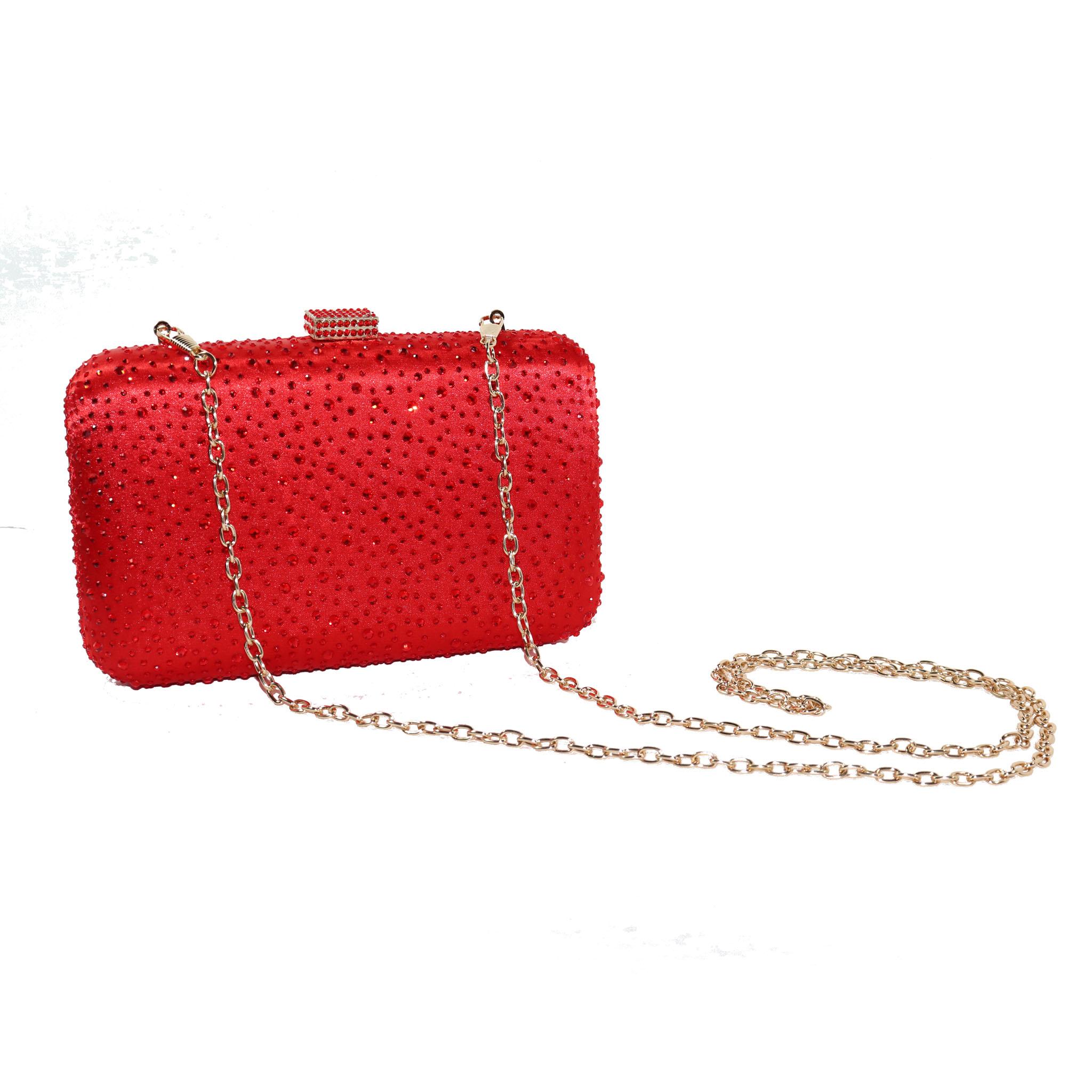 Elizabeth Mason Couture Rote Abend Clutch mit Strasssteinen im Angebot 1