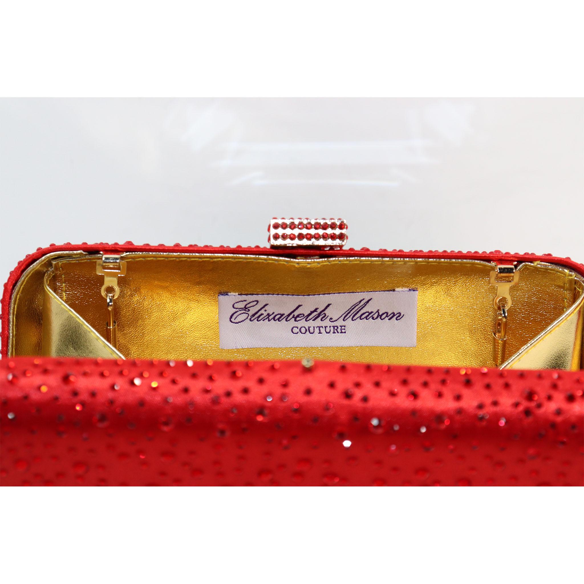 Elizabeth Mason Couture - Pochette de soirée rouge, strass en vente 3