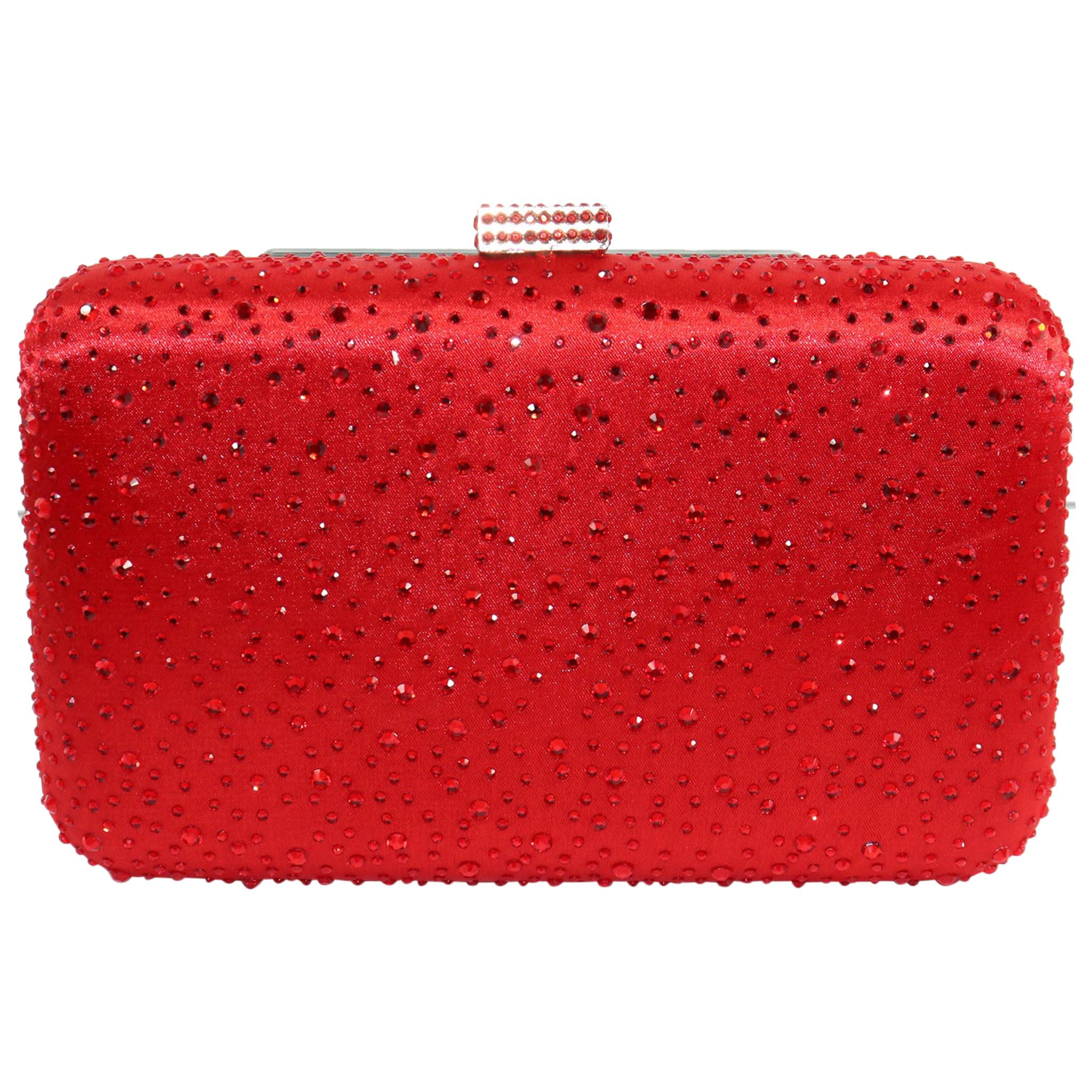 Elizabeth Mason Couture Red Pave Rhinestone Evening Clutch For Sale