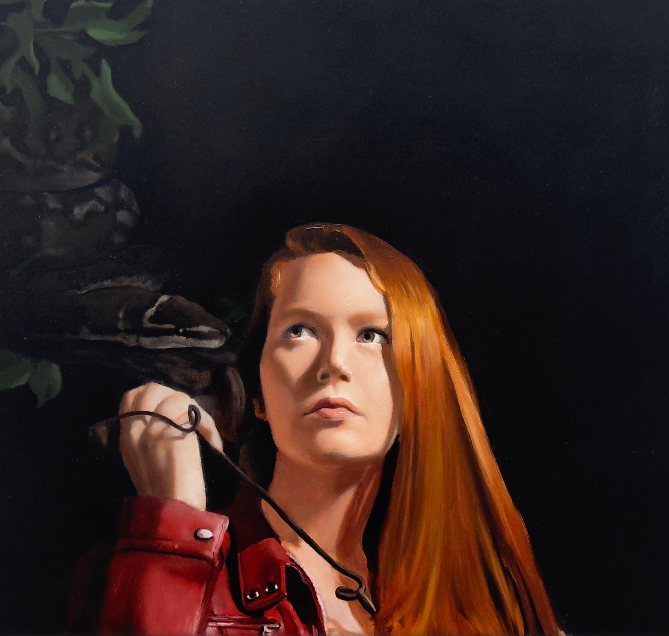 CASSANDRA - Realismo / Lunatico / Figurativo / Femminile / Allegoria - Figurative Painting Nero di Elizabeth McGhee