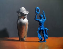 Hi Ho Silver, Contemporary Still Life, Oil Painting, Cowboy, Blue, Silver