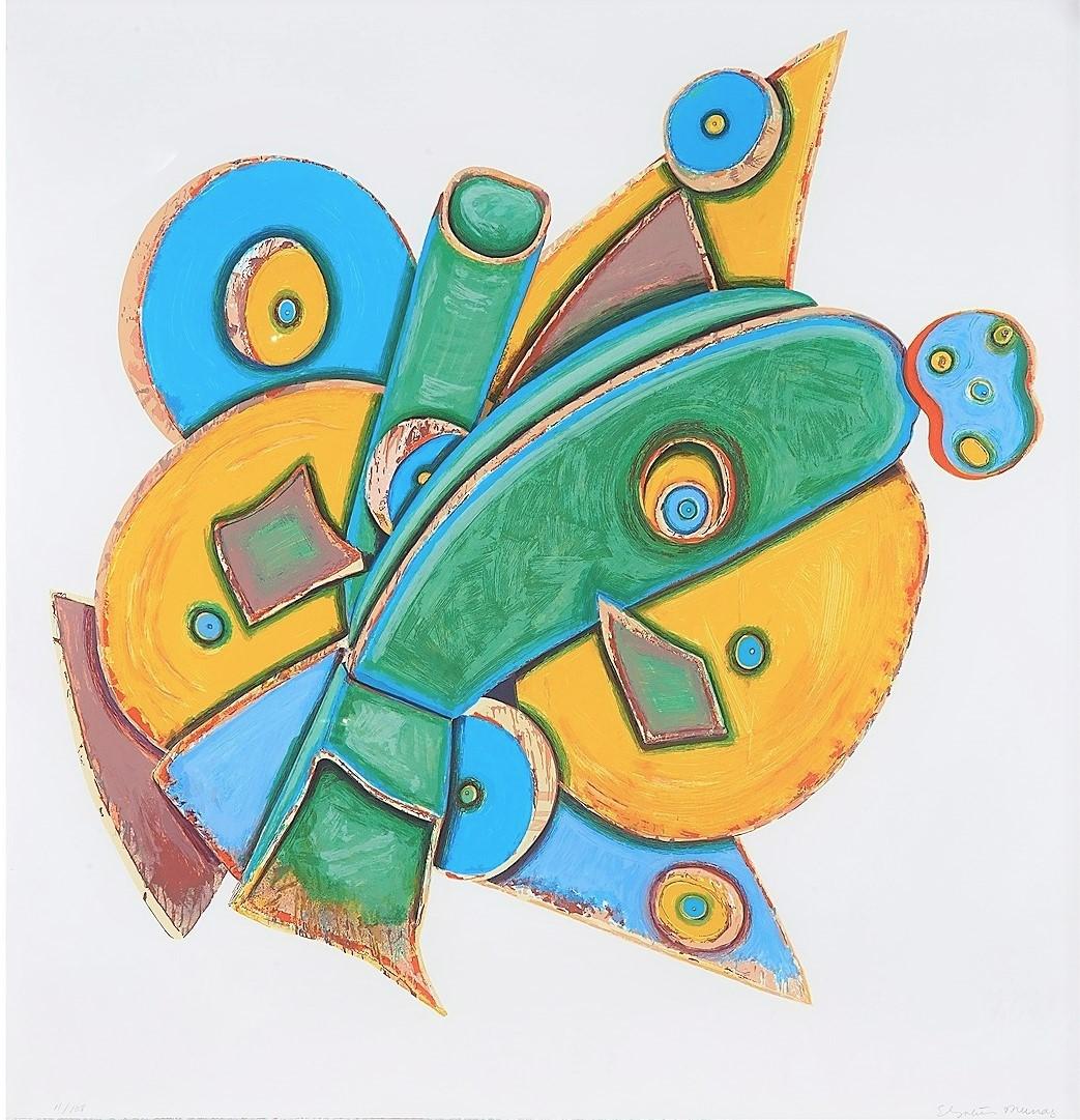 Elizabeth Murray reshaped Modernist abstraction into a high-spirited, cartoon-based, language of form whose subjects included domestic life, relationships and the nature of painting itself.  Created as an original screenprint in 1993, Murray’s, The