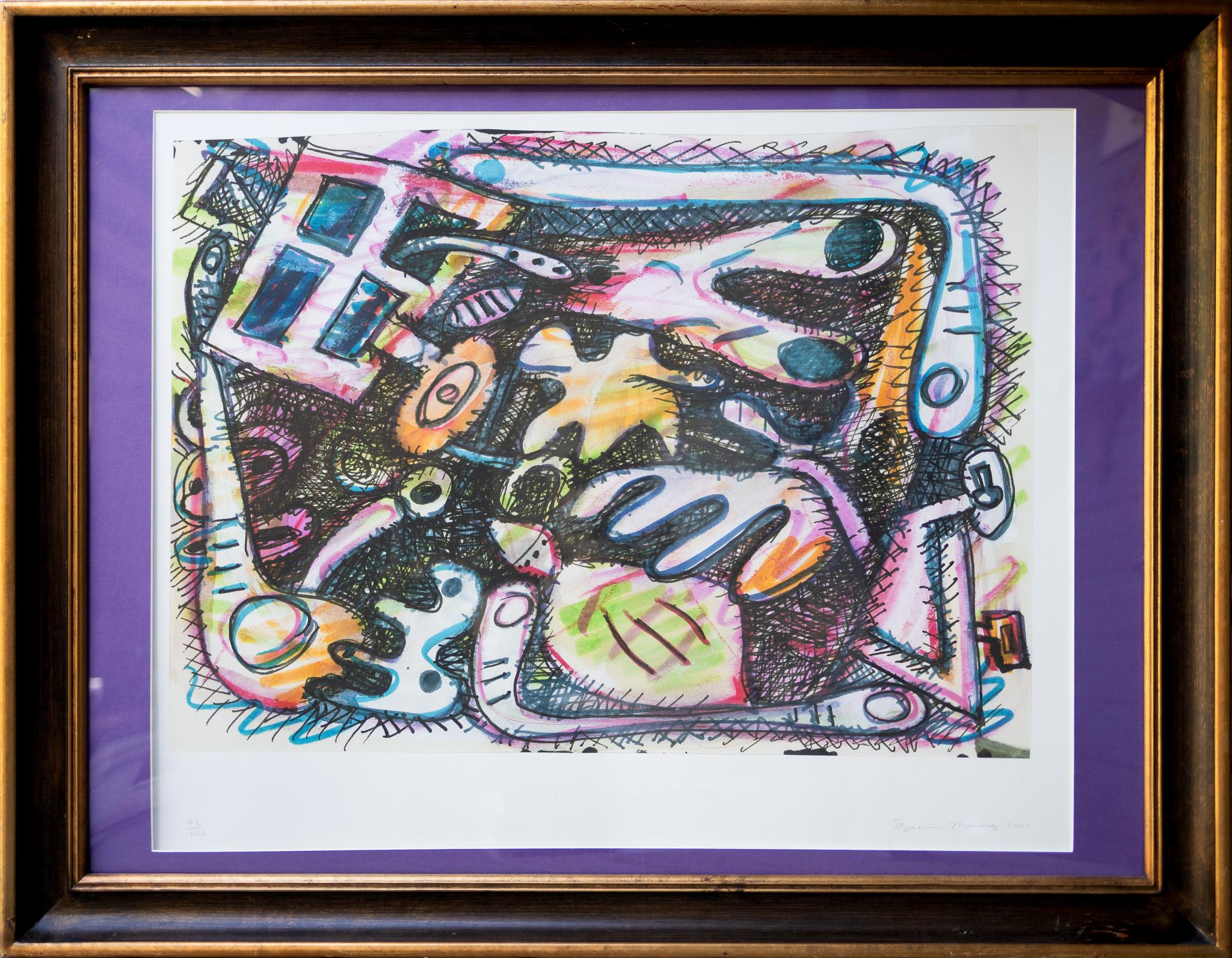 Abstract Print Elizabeth Murray - "Untitled Abstract" Art Colorful Graphic Black Pink Orange Purple Blue Pop Art