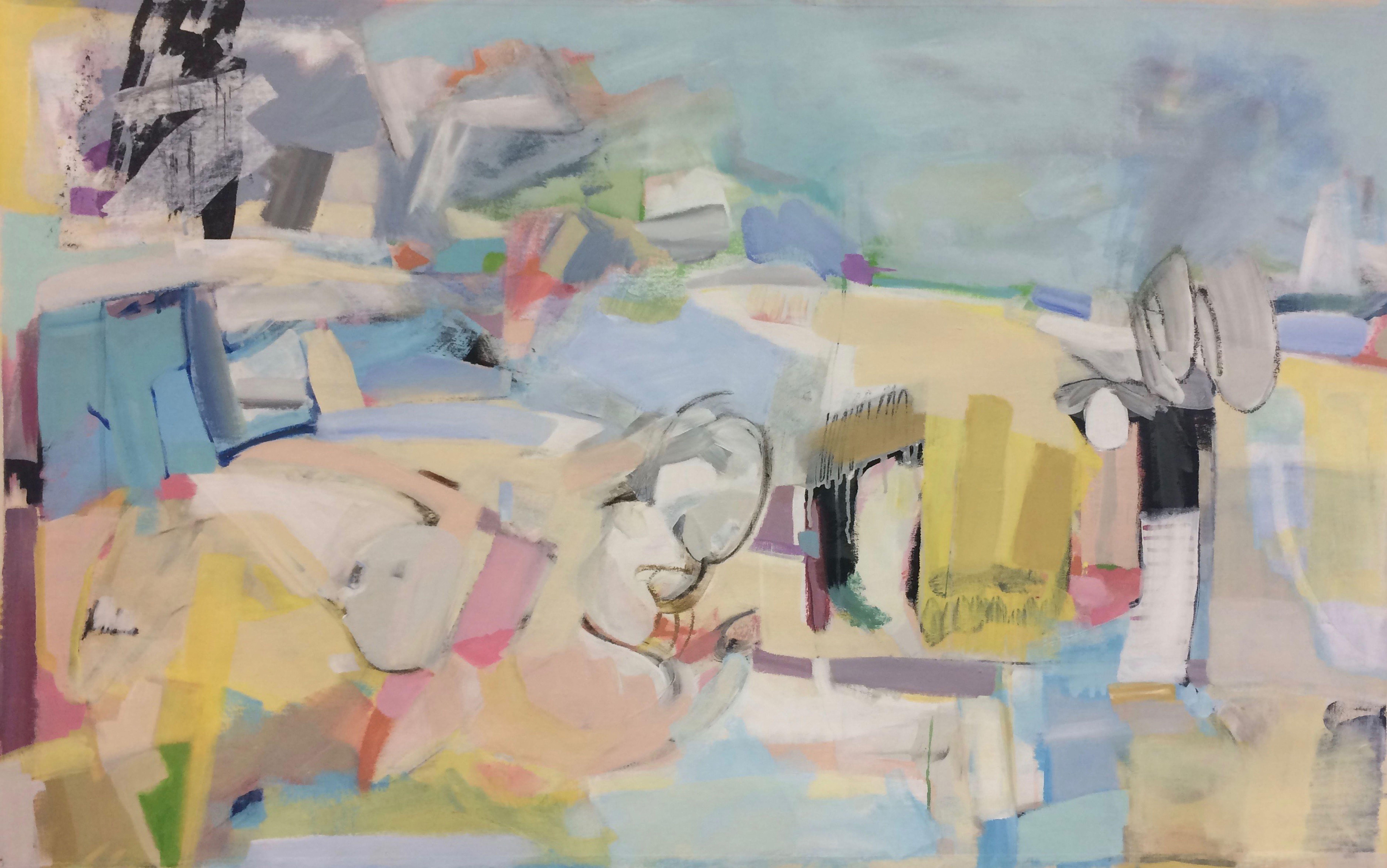 Elizabeth Nagle Abstract Painting - Put Your Towel Next to Mine, Painting, Acrylic on Canvas