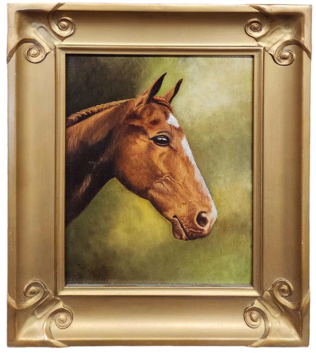 Elizabeth Nelson Fairchild Animal Painting - Portrait of Horse, Oil on Board