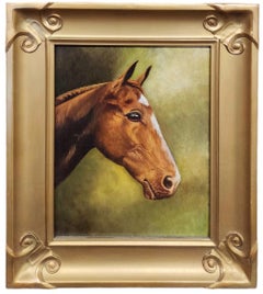 Vintage Portrait of Horse, Oil on Board
