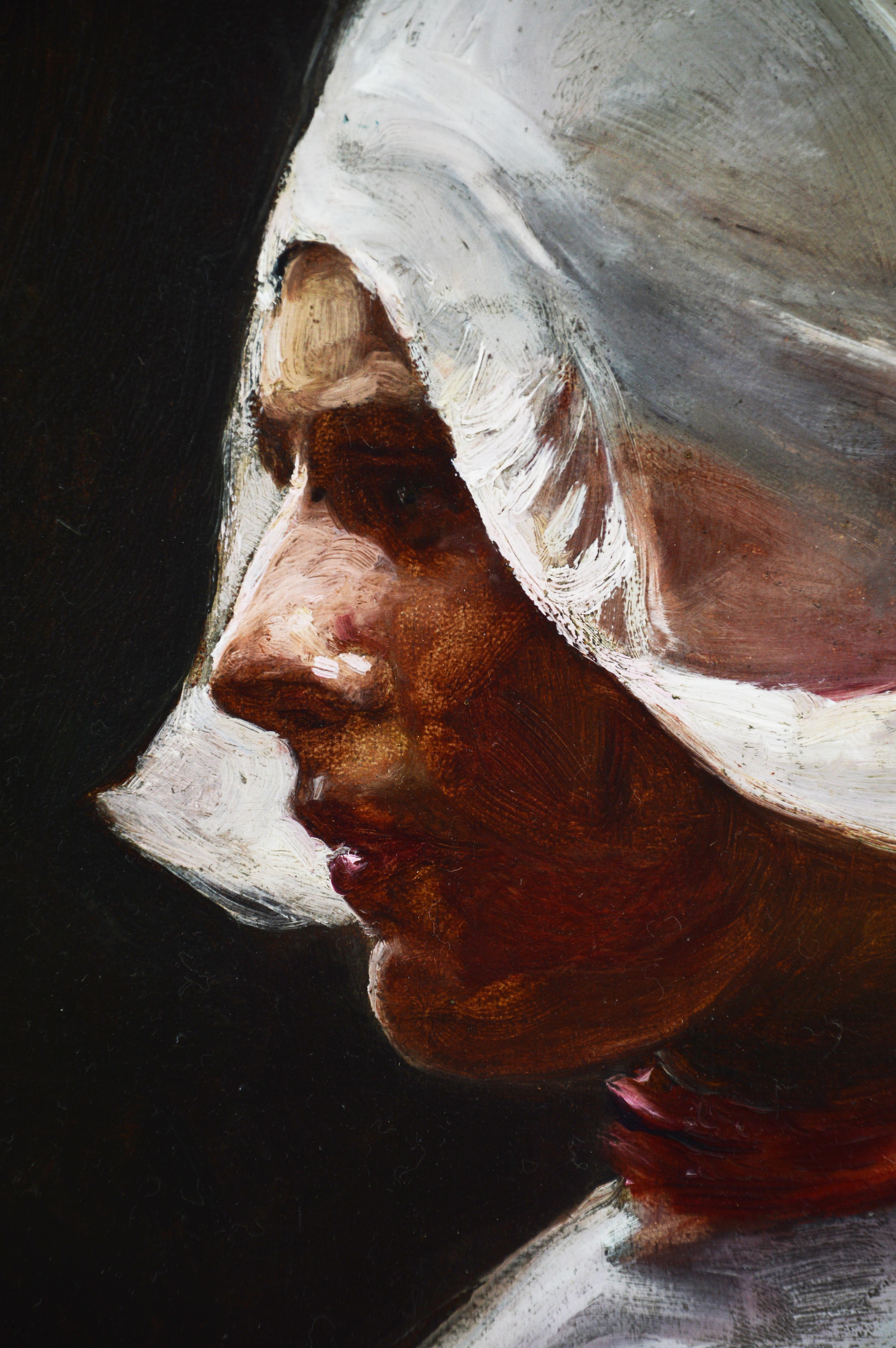 Head of a Girl - Realist Painting by Elizabeth Nourse