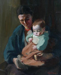 Maternite - 19th Century Oil, Figures of Mother & Child by Elizabeth Nourse
