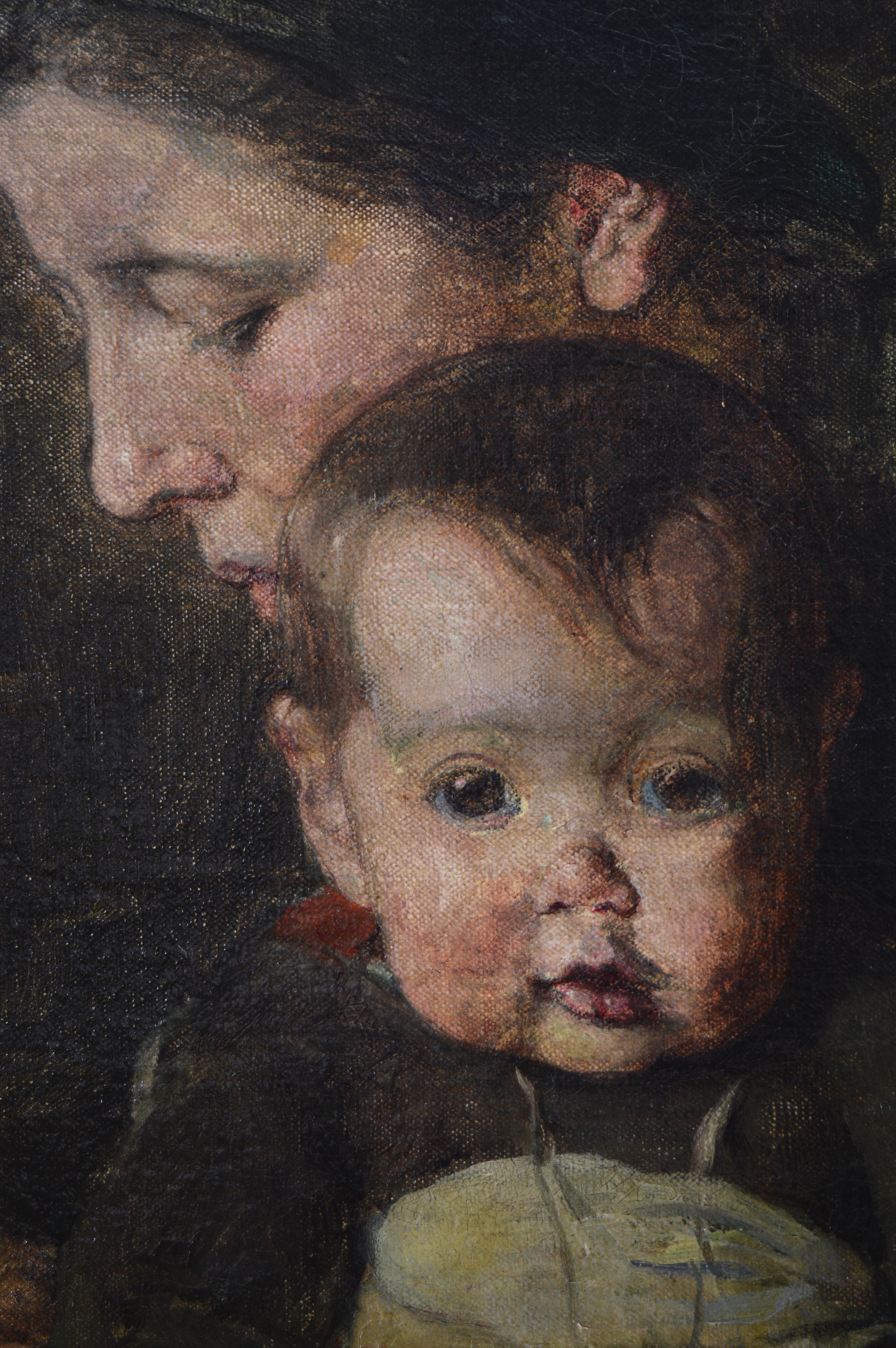 Mere et bebe - Black Portrait Painting by Elizabeth Nourse