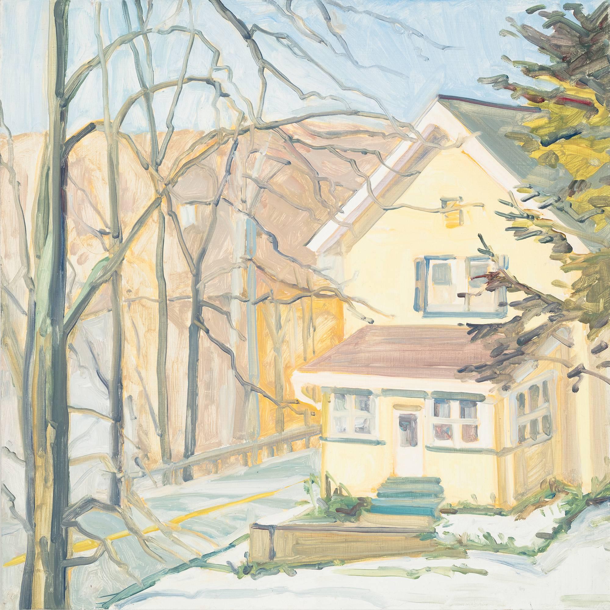Elizabeth O'Reilly Landscape Painting - Snow Day and Yellow House