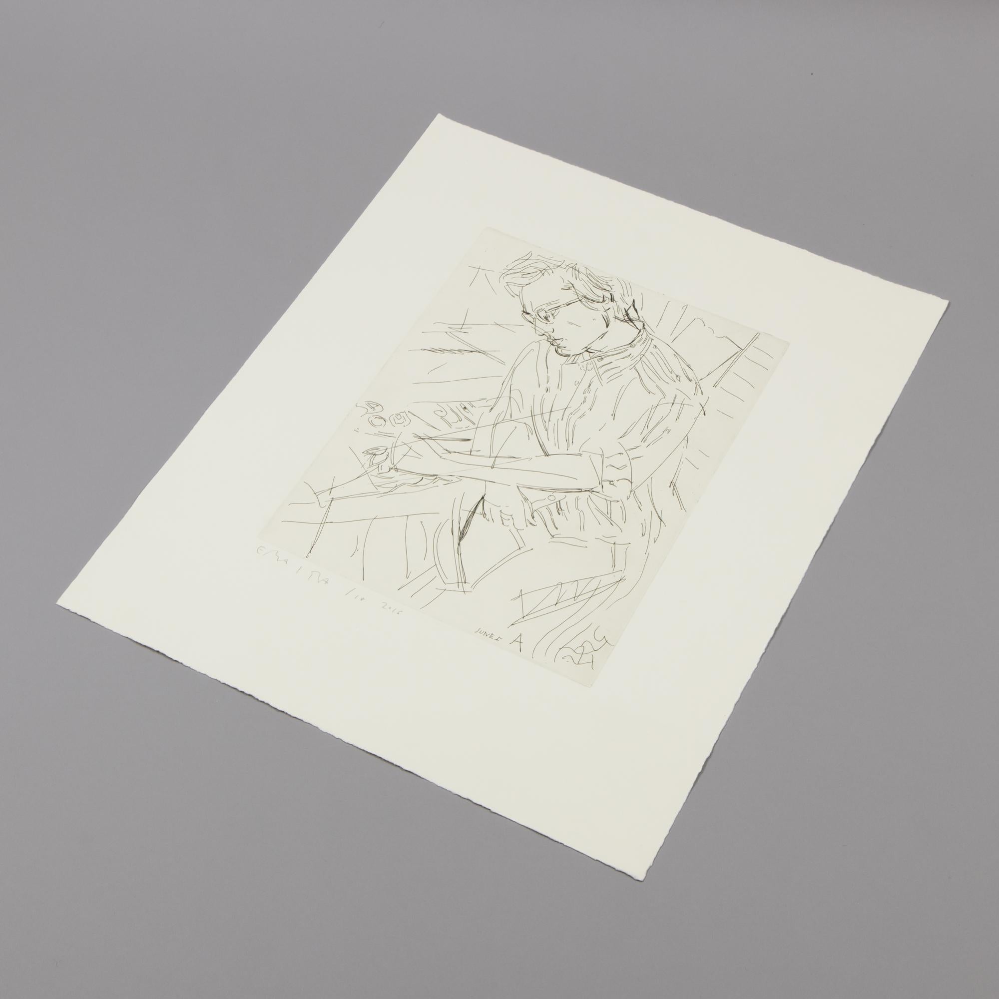 Elizabeth Peyton, Portrait of Alexander Tovborg - Etching, Signed Print 1