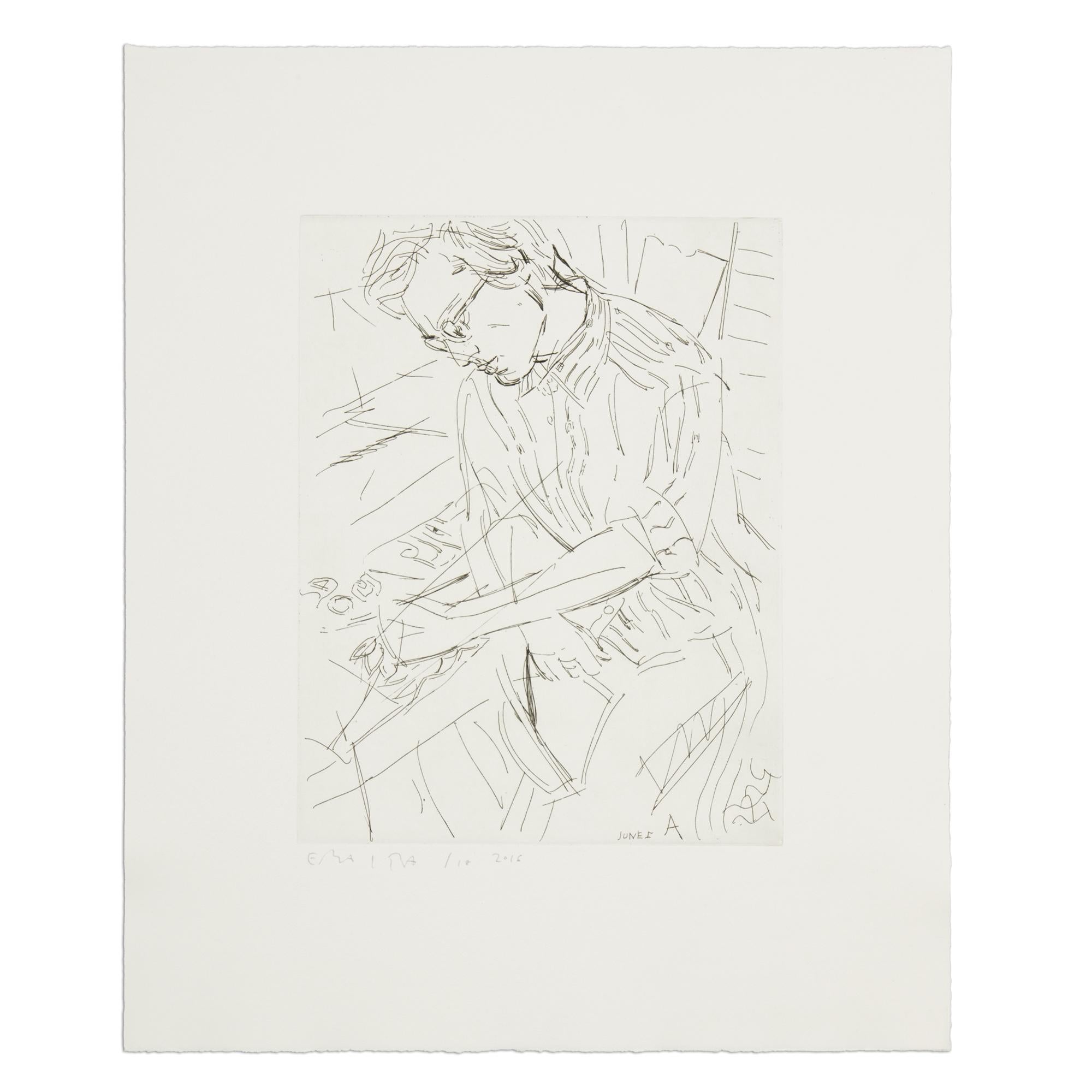 Elizabeth Peyton, Portrait of Alexander Tovborg - Etching, Signed Print