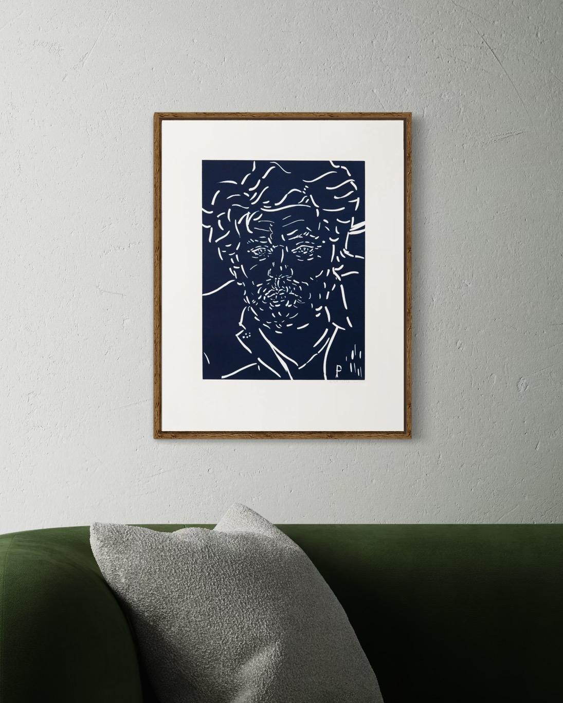 Peter, Linocut Portrait, Contemporary Art - Black Figurative Print by Elizabeth Peyton