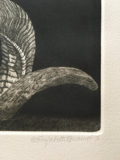 Elizabeth Quandt 'Aries I' Limited Edition, Signed Etching of Ram's Head