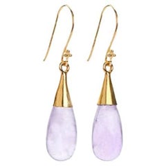 Elizabeth Raine 18-Karat Gold Amethyst Crown Chakra Droplet Earrings