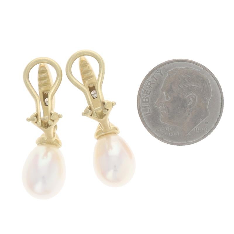 Donna Elizabeth Rand - Orecchini con perle d'acqua dolce e diamanti - Oro giallo 18 carati (28 carati) in vendita