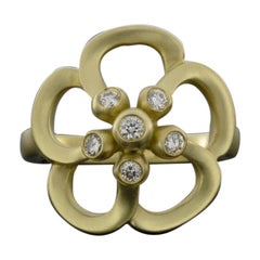 Elizabeth Rand Yellow Gold 0.18 Carat Round Diamond Statement Ring